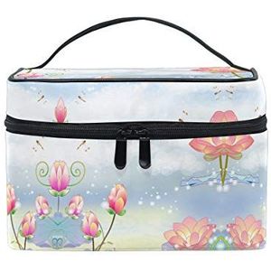 Libelle roze kunst cosmetische tas organizer rits make-up tassen zakje toilettas voor meisjes vrouwen
