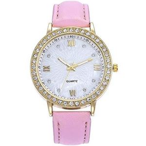 Horloges Vrouwen Fashion Watch Dameshorloge Reloj Mujer Vrouwen Diamond Rhinestone Horloges Gift for Women (Color : Pink)