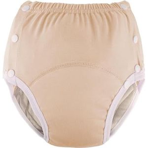 Katoenen incontinentiebroek voor volwassenen: wasbaar, ademend, verstelbaar, lekvrij ondergoed voor ouderen (geel, M)