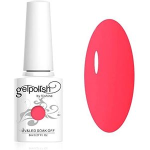 Vishine afweekbaar nagellak 8 ml, semi-permanent, UV, LED, nagelkunst, manicure, onderlak, toplaag, Firebrick #1557