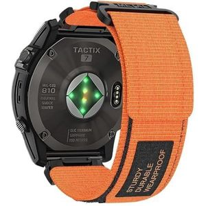 22 26 mm nylon band geschikt for Garmin Tactix 7 Pro/Fenix ​​7/7X Pro Quick Fit horlogeband for Tactix 7/AMOLED/Delta/Quatix 7X/5/6 armband (Color : Orange, Size : 26mm Tactix Bravo)