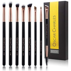 De set van oogmake-upkwasten van Oscar Charles: professionele set van make-upkwasten met zachte kwasten voor het blenden, kwasten voor oogschaduw en voor wenkbrauwen in een mooie geschenkdoos