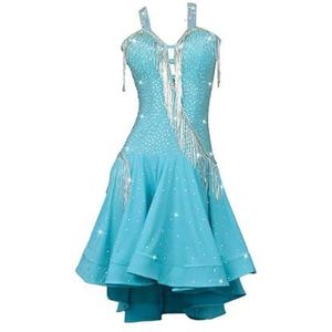 Yhwacyznm Dames Latijns Amerikaanse wedstrijdjurken Hoogwaardige professionele balzaalkleding Salsa dansrok Danskleding voor samba rumba Glanzende strass tango outfit,C,L