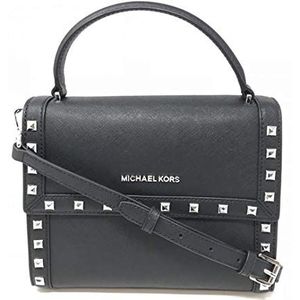 Michael Kors Dillon Studded Medium Messenger Leather Handtas (zwart)
