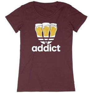 Addict T-shirt - voor dames - bedrukt in Frankrijk - 100% biologisch katoen - verjaardagscadeau Apéro Original Grappig, Bordeaux, S