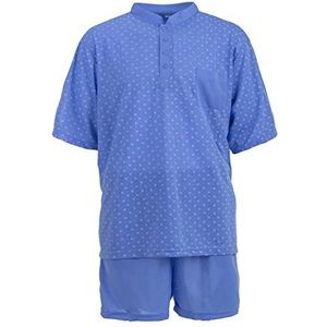 LUCKY Heren pyjama shorty pyjama korte mouwen knoopsluiting grote maten 3XL-5XL, blauw, 4XL