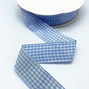 Nieuwe 25mm Plaid Katoenen Lint Bruiloft Kerstdecoratie DIY Naaien Stof Handgemaakte Strik Lint Bloem Geschenkverpakking-55