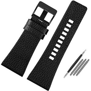 YingYou Echt Lederen Horlogeband Compatibel Met Diesel DZ7396DZ1206 DZ1399 DZ1405 Horlogeband Litchi Grain 22 24 26 27 28 30 32 34mm Band Armband(Color:Black black clasp,Size:22mm)
