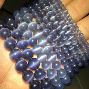 Gemengde kleuren Cat's Eye opaal natuursteen 4/6/8/10/12MM Spacer glas Losse kralen voor sieraden maken DIY armbanden bevindingen-Donker violet-6mm 63pcs