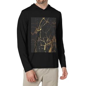 YQxwJL 3D Stijlvolle Goud Marmering Textuur Print Mordern Getailleerde Mode Trui Hoodies Heren Lange Mouw Shirts Klassiek voor Mannen, Zwart, XXL