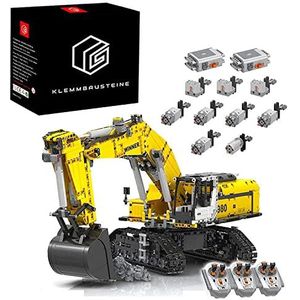 BOWES Techniek graafmachine met 6 motor, gemotoriseerde rupsengraafmachine op afstand bestuurd model, linkbelt graafmachine compatibel met Lego Technic -2071 onderdelen