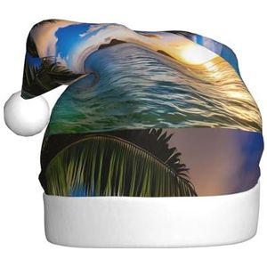 MYGANN Tropische Hawaii Palmboom Oceaan Zee Zonsondergang Unisex Kerst Hoed Voor Thema Party Kerst Nieuwjaar Decoratie Kostuum Accessoire