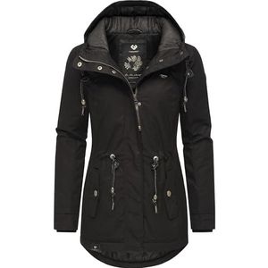 Ragwear Dames winterjas warme korte jas met capuchon Monadis Black Label Intl XS-6XL, Black22, S