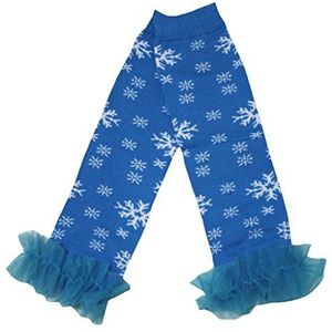 Petitebelle Kerstmis witte sneeuwvlok katoen Peacock ruches Leg Warmer 2-6y Eén maat blauw