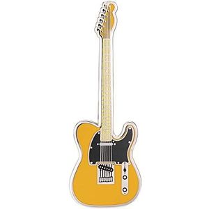 Emaille gitaar pin badge van Geepins | Prachtige miniatuur Fender Tele broche | 52 mm lengte | Draag op rugzak, shirt, jas, revers, hoed of stropdas | Gepresenteerd in prachtige gitaarkoffer doos