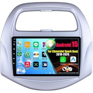 Android 15 Autoradio Voor Chevrolet Spark Beat 2018-2020 met Draadloze Carplay Android Auto, 9 Inch Autoscherm Soporta Bluetooth WIFI GPS FM/RDS(8Core(6+128GB))