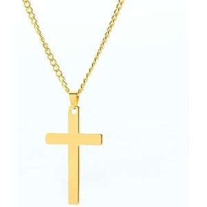 Eenvoudige Kruis Ketting Hanger voor Mannen Jongen Zwart Goud Zilver Kleur Kruisbeeld Kettingen Mannelijke Sieraden Religieuze Christen