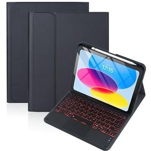 Toetsenbordhoes voor iPad Air 11 inch (M3 2025/M2 2024), Pro 11 inch (4e/3e/2e/1e generatie) & Air 5/4 10,9, 7 Kleuren Achtergrondverlichting, Afneembare Toetsenbordhoes,zwart
