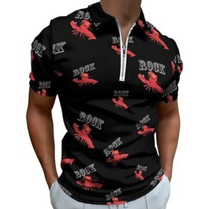 Rots Rode Kreeft Half Zip-up Polo Shirts Voor Mannen Slim Fit Korte Mouw T-shirt Sneldrogende Golf Tops Tees 4XL