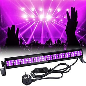 Litake Blacklight UV-bar, 36 W, 12 leds, blacklight-lamp, 390-400 nm, UVA-klasse, golflengtes, led-uv-licht met 1,5 m netsnoer voor Halloween, lichaamsbeschildering, podiums en feestdecoratie