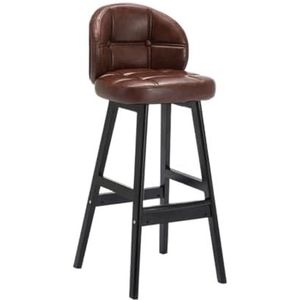 Barkrukken Barstoelen Moderne Kunstleer Gestoffeerde Barkrukken Met Rugleuning Op Tegenhoogte Barkruk Met Houten Poten Barkruk Stoel Bar Stoelen (Color : Brown, Size : With Black Leg)