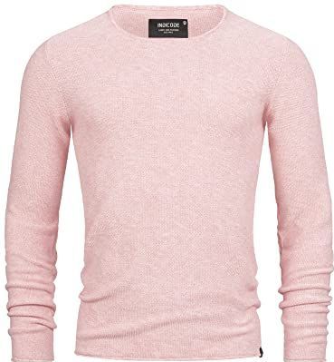 INDICODE JEANS - Loakim - Trui - Roze - Katoen, Ronde Hals, Lange Mouw, Mélange