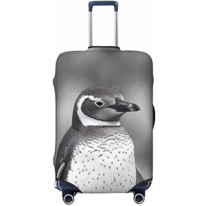 CSGJMYGS Grijze pinguïn bagagehoezen voor koffer, wasbare kofferhoes, modieuze rekbare kofferbeschermer, anti-kras bagagehoezen geschikt voor bagage van 45 - 75 cm (45-70 cm), maat XL, zwart, XL,