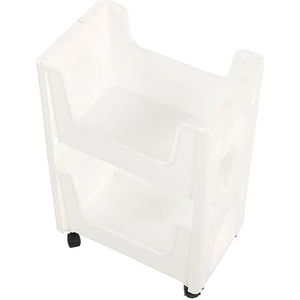Verdikte Opbergwagen met Grote Capaciteit en Afsluitbare Zwenkwielen voor Boeken, Speelgoed, Kruidenflessen (Wit)