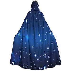 AvImYa Unisex Hooded Halloween Kerstfeest Cosplay Kostuums Gewaad Mantel Cape Vakantie Goederen Blauwe Ster Patroon Prints