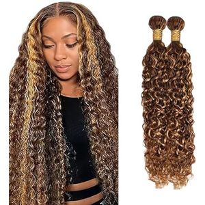 Salharer Water Wave Human Hair Bundles 2 Extension Machine Double Wefts Unprocessed Remy Weave Highlight Blonde Color for Woman 26 28 Inch