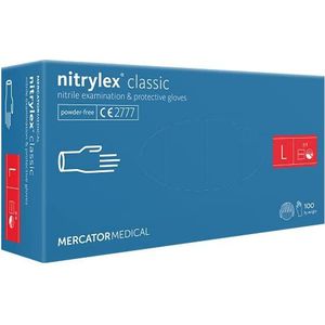 MERCATOR MEDICAL Nitril handschoenen, poedervrije wegwerphandschoenen NITRYLEX CLASSIC, maat: L - 1000 stuks, getextureerde vingertoppen, latexvrije wegwerphandschoenen, nitril handschoenen, blauw