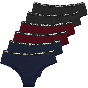Libella 3411 Onderbroeken voor dames, katoen, set van 6 stuks, 2 zwart, 2 rood, 2 blauw, M