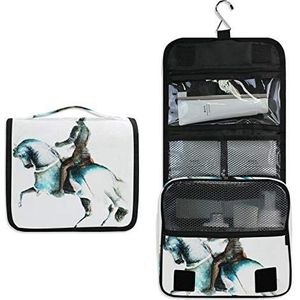 Abstract wit paard opknoping opvouwbare toilettas cosmetische make-up tas reizen kit organizer opslag waszakken tas voor vrouwen meisjes badkamer
