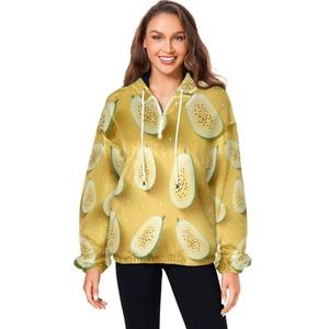 KAAVIYO Geel fruit kunst pluizige jas trui hoodie capuchon zakken donzig fleece sweatshirt ronde hals truien hoodies voor meisjes vrouwen, Patroon, L