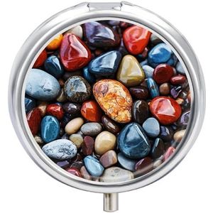 Pillendoosje Reizen Pil Organizer Kleur Stenen Hippie Gedrukt Leuke Pillendoos Handige Pillendoos Geschikt om in zakken en zakken te worden geplaatst