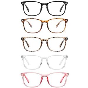 XYZ Eyewear Set van 5 Leesbrillen - Dames - Heren - Leesbrillen - Trendy - Lees bril - Leesbril met sterkte - Voordeel - Stijlvol - Met sterkte (Stijlvol, Sterkte +2.00)