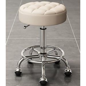 Cosmetische kruk stoel, rollende kruk, in hoogte verstelbare kruk, nagelkapperkruk, draaibare lift, ronde kruk met katrol en voetsteun for keukenstudio