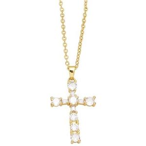 Dames koper verguld gouden kristallen kruis hanger religieuze ketting cadeau (Style : B)