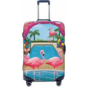 TOMPPY Flamingo En Zwembad Bedrukte Bagage Cover Elastische Wasbare Koffer Cover Anti-Kras Koffer Protector Fit 45-70 cm Bagage, Zwart, L