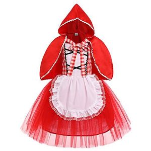 OwlFay Roodkapje kostuum kinderen prinses jurk + cape mantel sprookje cosplay verkleedkostuum carnaval kerst verjaardagsfeestje Halloween kostuum 18 maanden - 6 jaar, Rood 02, 18-24 maanden