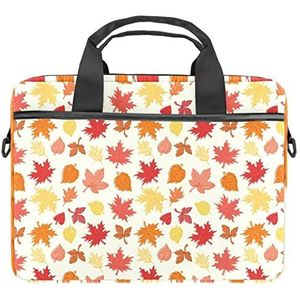 Blauw Hout Daisy Patroon Laptop Schouder Messenger Bag Crossbody Aktetas Messenger Sleeve voor 13 13.3 14.5 Inch Laptop Tablet Beschermen Tote Bag Case, Herfst Herfst Adoornbladeren, 11x14.5x1.2in /28x36.8x3 cm