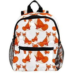 Leuke Mode Mini Rugzak Pack Bag Shrewd Vossen Kijken Naar U Oranje Patroon, Meerkleurig, 25.4x10x30 CM/10x4x12 in, Rugzak Rugzakken