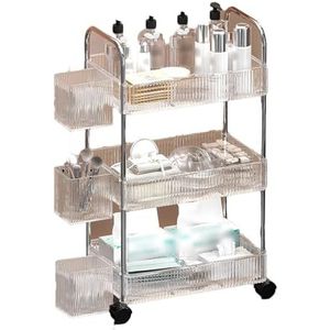 Rollende wagen, met drie opbergdozen van dezelfde kleur, schoonheidssalon trolley, for beauty spa cosmetologie massage, tattoo manicure gezichtsgereedschap houder station(35x23x67cm)