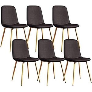 GEIRONV Moderne eetkamerstoelen set van 6, for woonkamer slaapkamer kantoor lounge stoelen met metalen poten PU lederen rugleuningen barkruk Eetstoelen (Color : Brown, Size : 43x55x82cm)