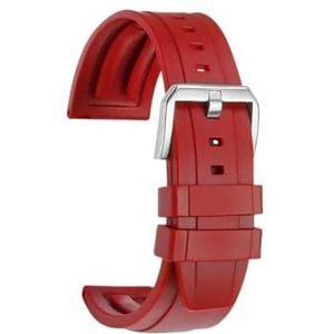 20mm 22mm for IWC for Portugal for Pilot for Spitfire Mark 18 for IW328201 for IW377709 Siliconen horlogeband Quick Release Mannen Rubber Horlogeband (Color : Red-steel pin, Size : 20mm)