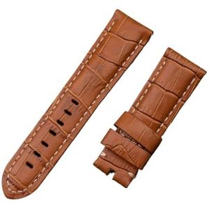 LUGEMA 22mm 24mm 26mm Italië Kalf Bamboe Lederen Horlogeband Compatibel Met Panerai Band Horloge Band Met Gesp PAM441/111/386 Accessoires (Color : Light Brown, Size : 26MM PAM_MATT SILVER BUCKLE)