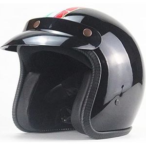 Motor Jet Helm Met Zonneklep, Open Half Helm Scooter Bromfiets Helm Vespa Helm Kwaliteit Volgens ECE Normen C,XXL(63-64cm)