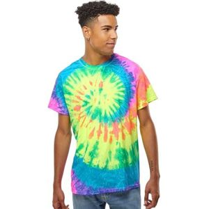 TICTEX Colortone Unisex Batik T-shirt - Kleurrijke shirts voor dames en heren - Tie-Dye - Hippiekleding - Neon Shirt Katoen S M L XL XXL 3XL 4XL 5XL, Neon Rainbow, 3XL