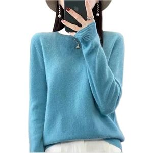 Kasjmiertruien for dames Dames effen trui Slim fit casual lange mouwen warme zachte pullover(Beige,M)