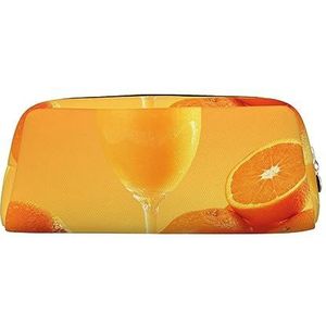 Sinaasappelsap make-up tas lederen etui reizen toilettas cosmetische tas dagelijkse opbergtas voor vrouwen, Goud, Eén maat, Tas Organizer